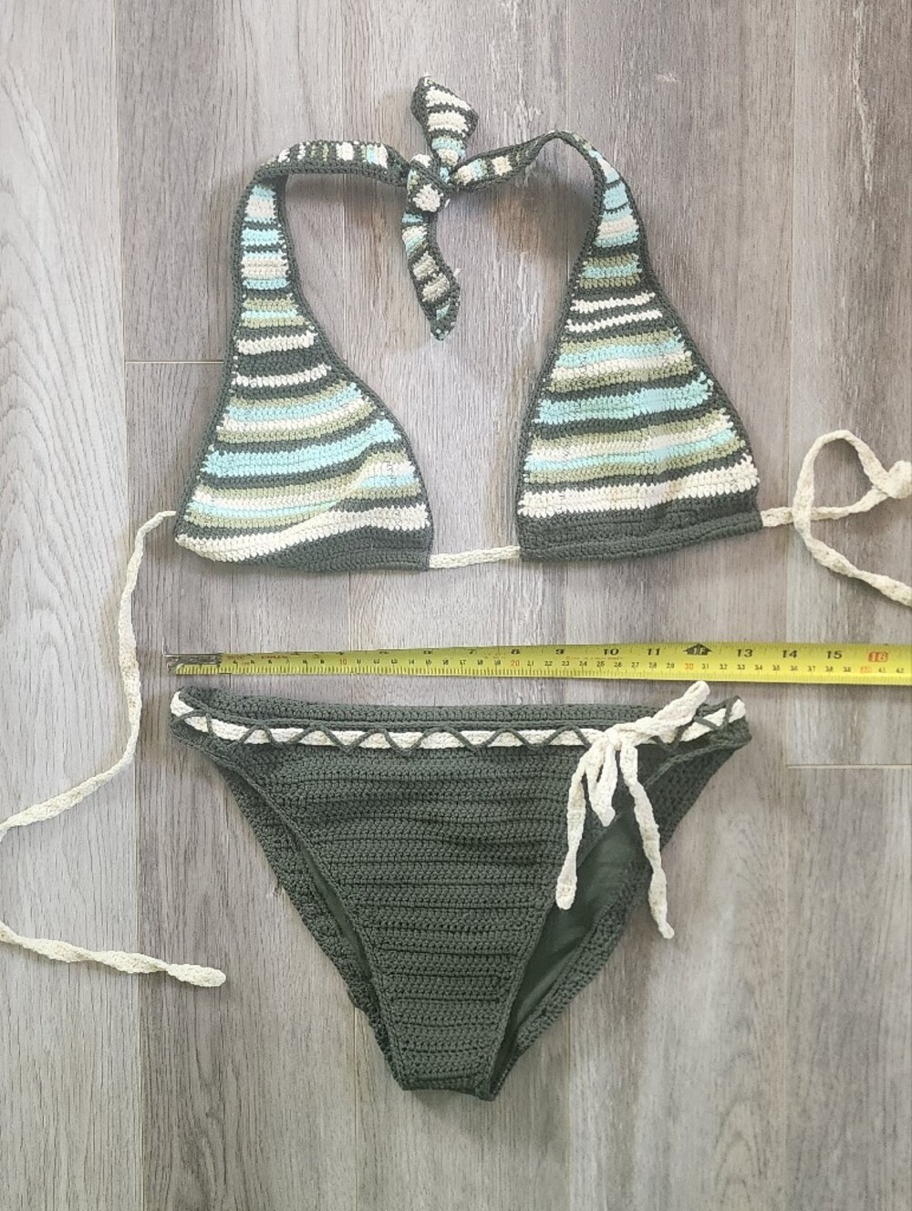 Billabong Dark Green Crochet Bikini Medium